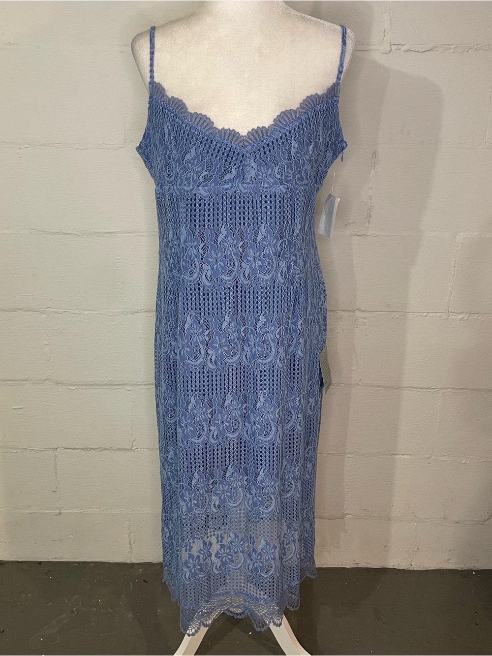 NSR Periwinkle Lace Midi Slip Dress